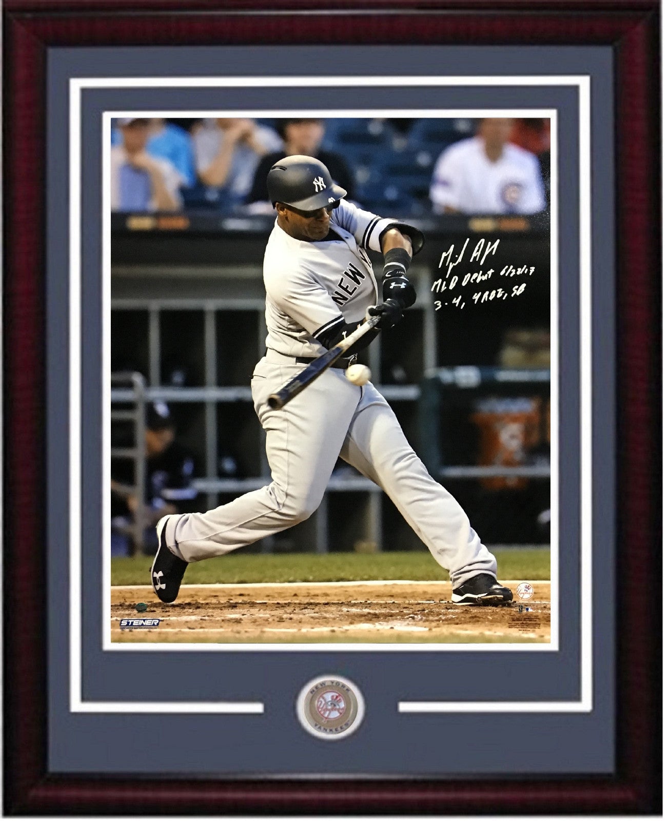 Miguel Andujar signed 16x20 photo INS MLB Debut framed coin auto Steiner ROY