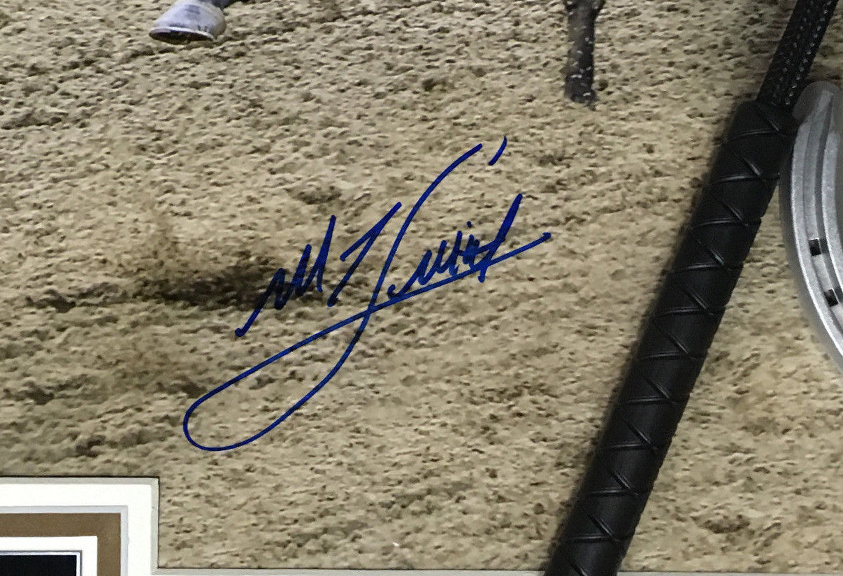 Mike Smith signed Justify triple crown photo horseshoe whip framed auto steiner