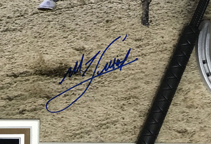 Mike Smith signed Justify triple crown photo horseshoe whip framed auto steiner