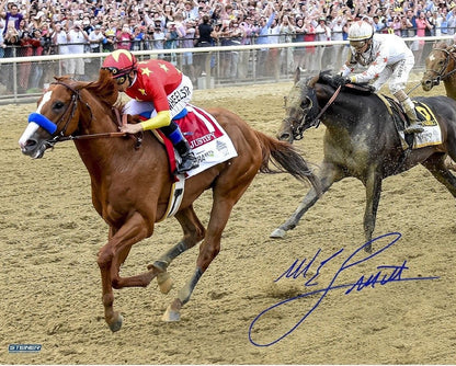 Mike Smith signed 16x20 Justify Triple Crown belmont photo autograph Steiner COA