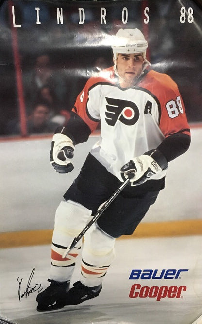 ERIC LINDROS Signed FLYERS VINTAGE ORIGINAL NHL Bauer Cooper 22x34 POSTER Coa