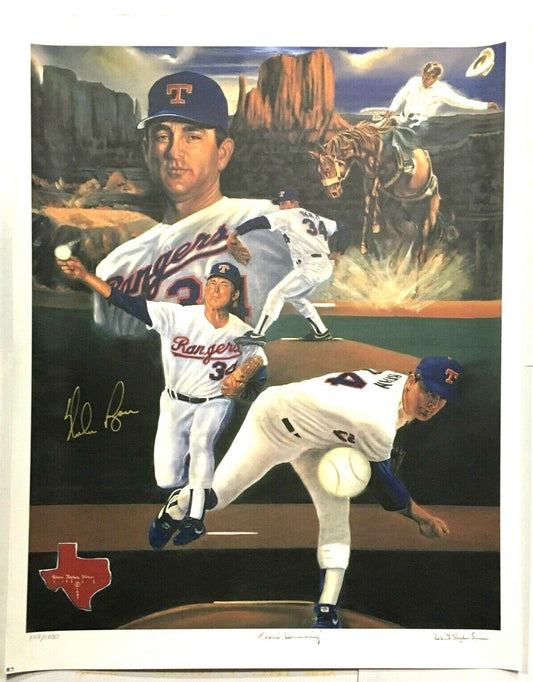 Nolan Ryan signed Robert Stephen Simon 25x34 litho Mint autograph CBM COA /1000