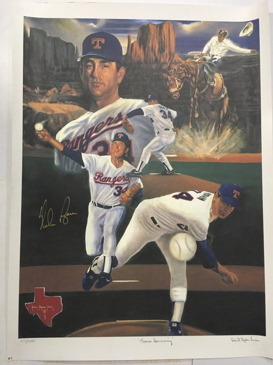 Nolan Ryan signed Robert Stephen Simon 25x34 litho Mint autograph CBM COA /1000