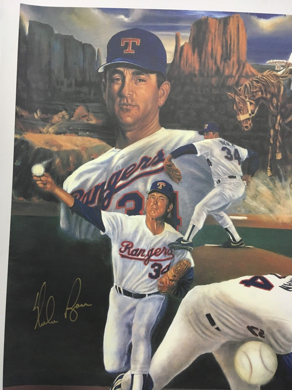 Nolan Ryan signed Robert Stephen Simon 25x34 litho Mint autograph CBM COA /1000