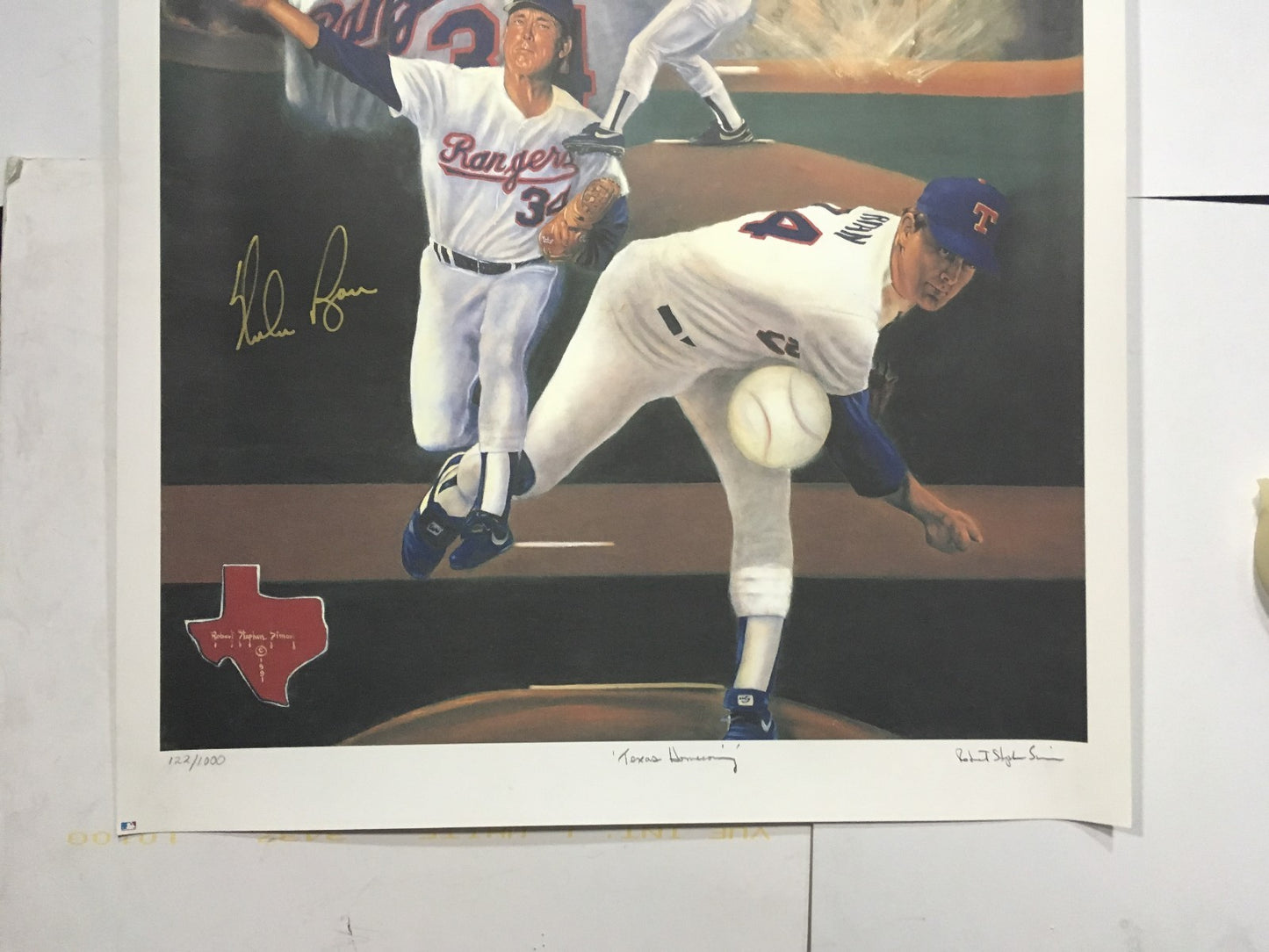 Nolan Ryan signed Robert Stephen Simon 25x34 litho Mint autograph CBM COA /1000