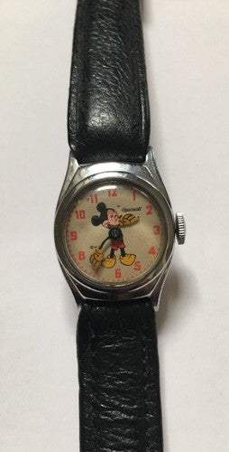Mickey Mouse Vintage 1946 Wristwatch US Time Corp Ingersoll Walt Disney Rare