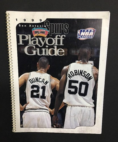 1999 San Antonio Spurs NBA Playoff media Guide Tim Duncan David Robinson champs