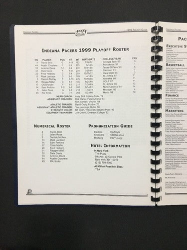1999 NBA Indiana Pacers playoffs media guide  ReggIe Miller Vs Knicks Larry Bird