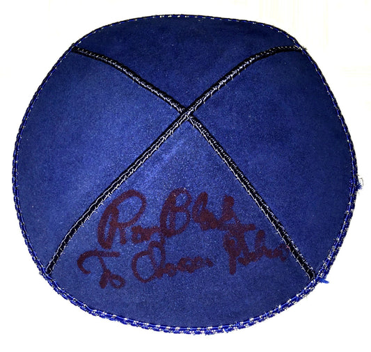 Ron Blomberg Yankees signed yarmulke ins The Chosen Hebrew auto CBM COA RARE