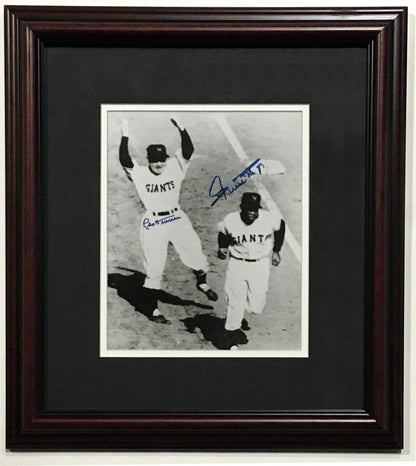 Willie Mays Leo Durocher signed Opening Day HR 8x10 photo framed 2 auto CBM COA