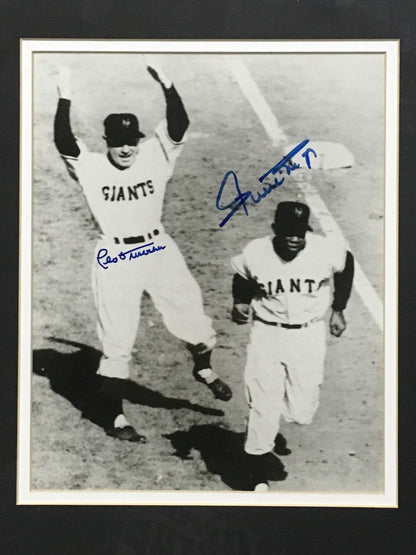Willie Mays Leo Durocher signed Opening Day HR 8x10 photo framed 2 auto CBM COA