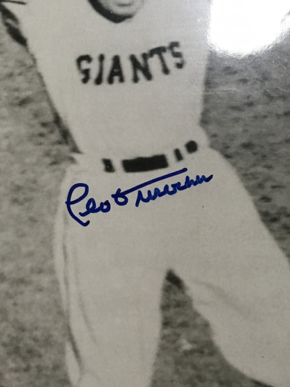 Willie Mays Leo Durocher signed Opening Day HR 8x10 photo framed 2 auto CBM COA