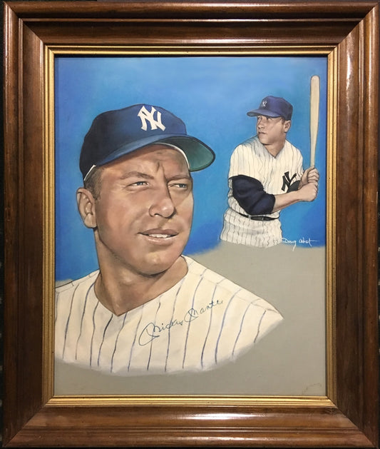 Mickey Mantle signed original Doug West oil painting framed auto CBM Coa 1/1