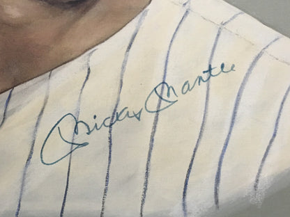 Mickey Mantle signed original Doug West oil painting framed auto CBM Coa 1/1