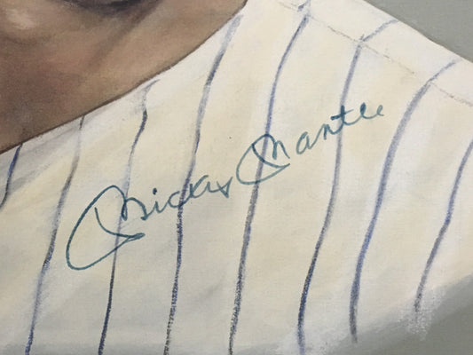 Mickey Mantle signed original Doug West oil painting framed auto CBM Coa 1/1