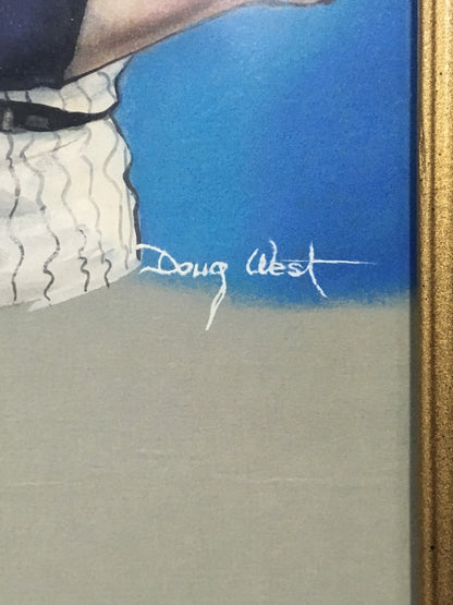 Mickey Mantle signed original Doug West oil painting framed auto CBM Coa 1/1