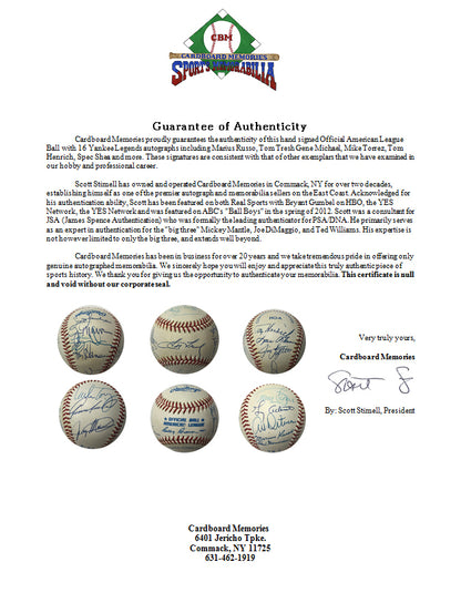 NY Yankees Signed AL Baseball Marius Russo Tresh Spec Shea Henrich 16 Auto Coa