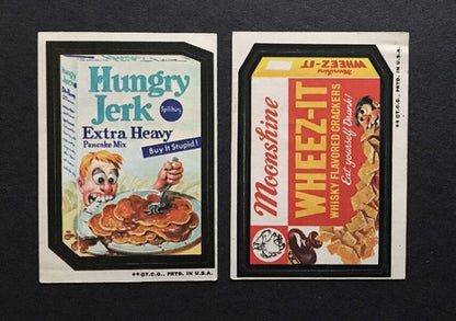 WHEEZ-IT & Hungry Jerk 1973 TOPPS WACKY PACKAGES VINTAGE STICKER TAN BACK Ex+