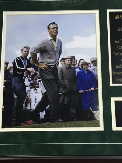 Arnold Palmer The King facsimile signed 2 8x10 photo golf collage framed suede