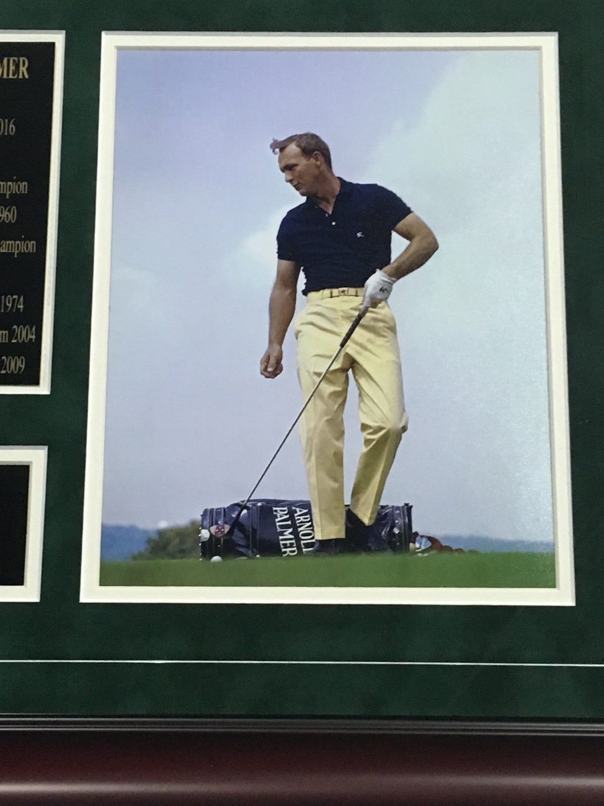 Arnold Palmer The King facsimile signed 2 8x10 photo golf collage framed suede