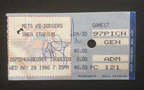 1986 Ny Mets Ticket Stub May 28 Shea Stadium Signed At Game Bob Ojeda  Auto