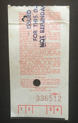1986 Ny Mets Ticket Stub May 28 Shea Stadium Signed At Game Bob Ojeda  Auto