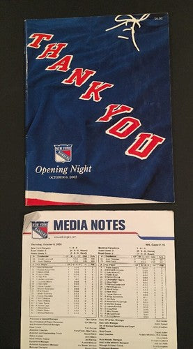 NY RANGERS BROADWAY BLUE PROGRAM 2005 OPENING NIght Media Notes Lundqvist Rookie