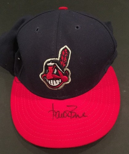 aaron boone signed game used Indians baseball hat autograph COA yankees manager