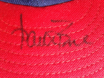 aaron boone signed game used Indians baseball hat autograph COA yankees manager