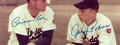 Johnny Podres Preacher Roe Dodgers 1955 Ws signed 8x10 photo framed 2 auto COA
