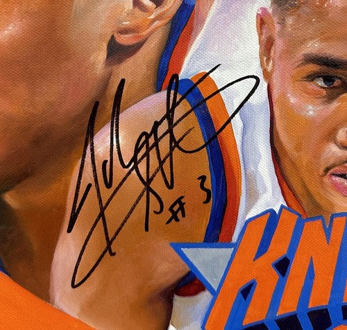 John Starks Terrence Fogarty Signed Original Canvas Oil Painting Framed Auto 1/1