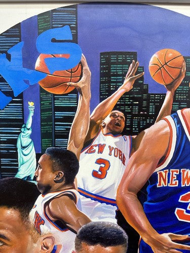John Starks Terrence Fogarty Signed Original Canvas Oil Painting Framed Auto 1/1