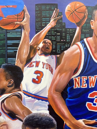 John Starks Terrence Fogarty Signed Original Canvas Oil Painting Framed Auto 1/1