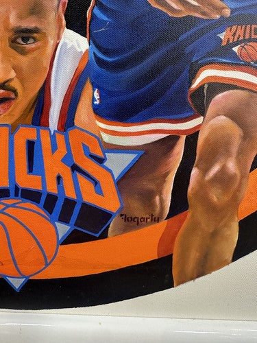 John Starks Terrence Fogarty Signed Original Canvas Oil Painting Framed Auto 1/1