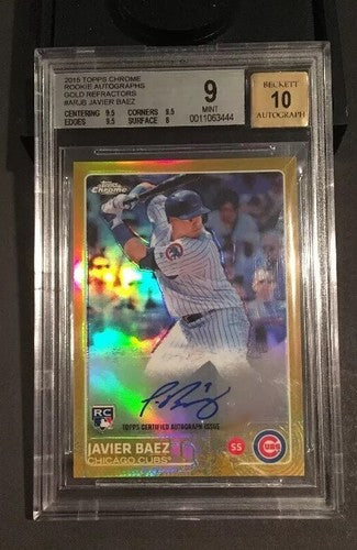JAVIER BAEZ 2015 Topps Chrome Gold Rookie Refractor BGS 9 Gem Mint 10 Auto /50