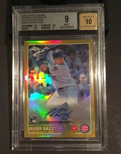 JAVIER BAEZ 2015 Topps Chrome Gold Rookie Refractor BGS 9 Gem Mint 10 Auto /50
