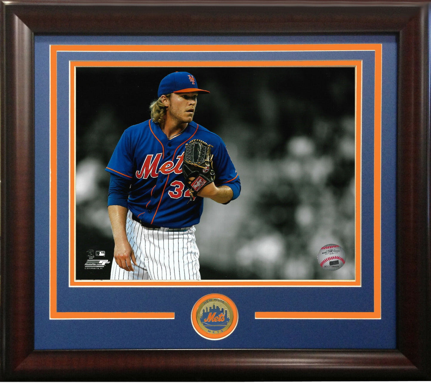 Noah Syndergaard 8x10 spotlight stare photo framed NY Mets coin