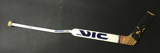 Kelly Hrudey Islanders Goalie game used Super Vic Curtis Curve hockey stick COA