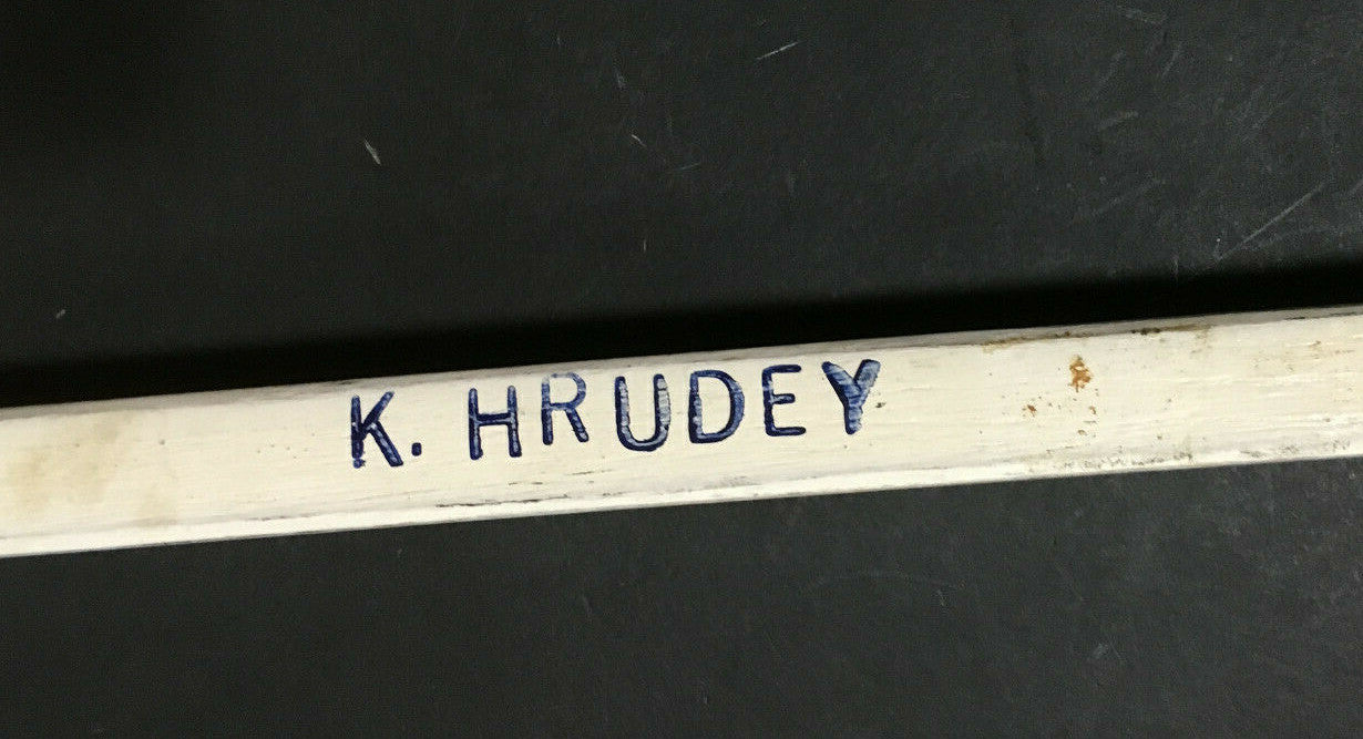 Kelly Hrudey Islanders Goalie game used Super Vic Curtis Curve hockey stick COA