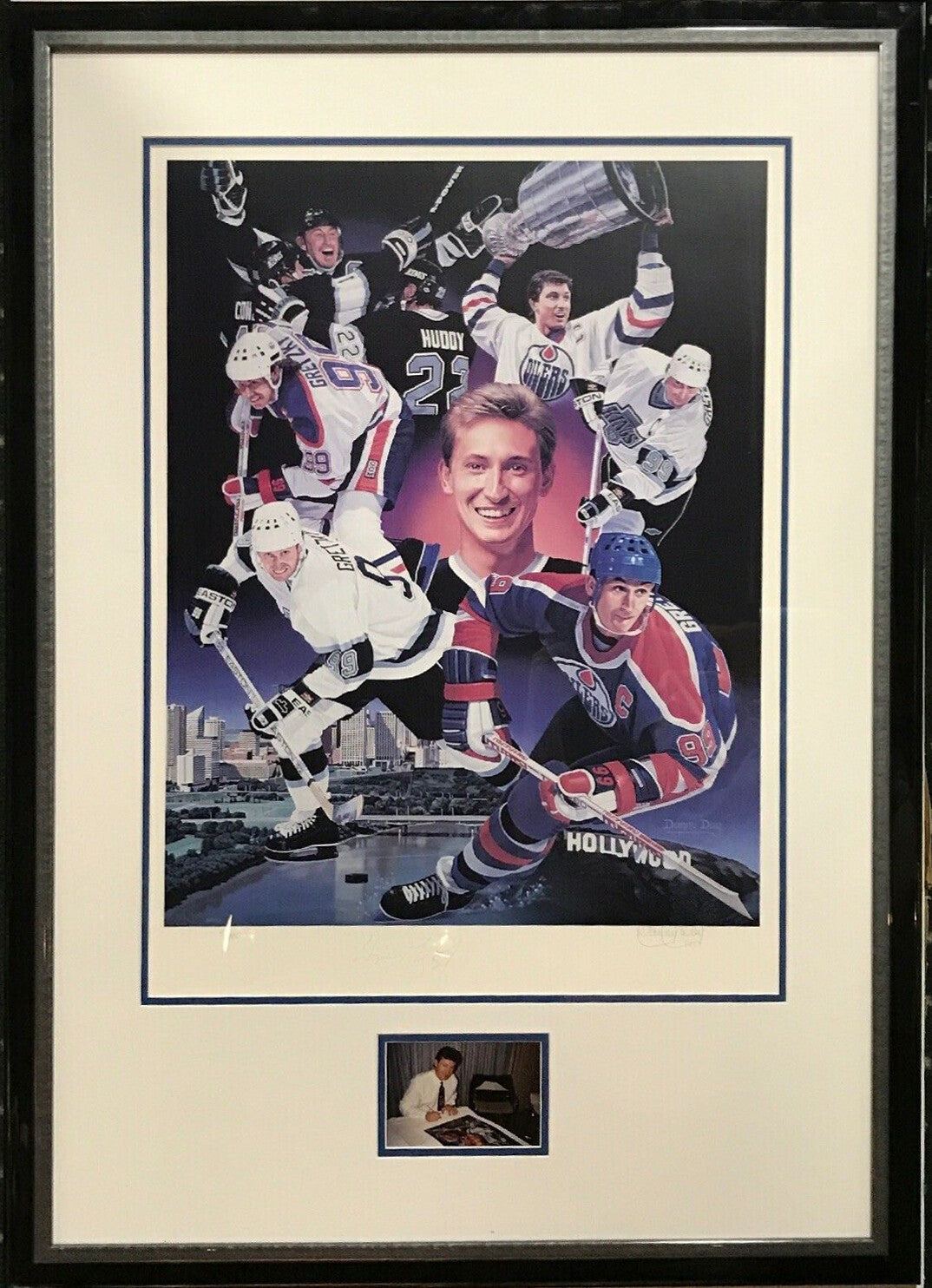 Wayne Gretzky Signed 802 HOF Danny Day litho framed 2 auto COA LE/880 Oilers Cup