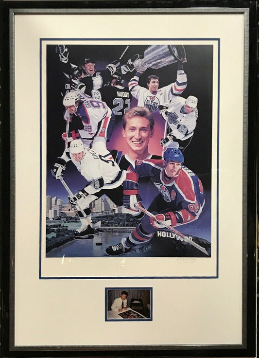 Wayne Gretzky Signed 802 HOF Danny Day litho framed 2 auto COA LE/880 Oilers Cup