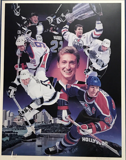 Wayne Gretzky Signed 802 HOF Danny Day litho framed 2 auto COA LE/880 Oilers Cup