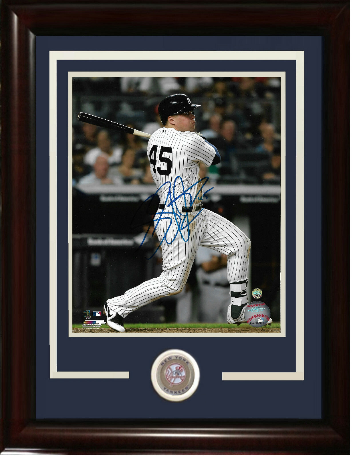 Luke Voit signed 8x10 photo framed Yankees coin Rookie Steiner COA