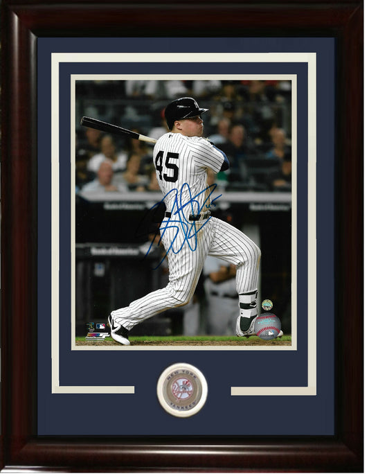 Luke Voit signed 8x10 photo framed Yankees coin Rookie Steiner COA