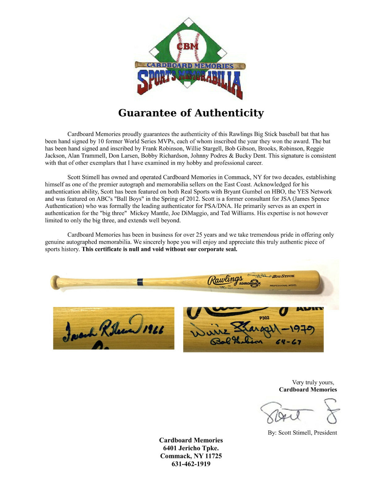World Series MVP signed bat 10 auto Frank Robinson Bob Gibson Don Larsen Jackson