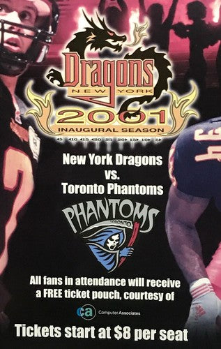 New York Dragons Inaugural Season Opening Night 2001 AFL Football Poster 24x36