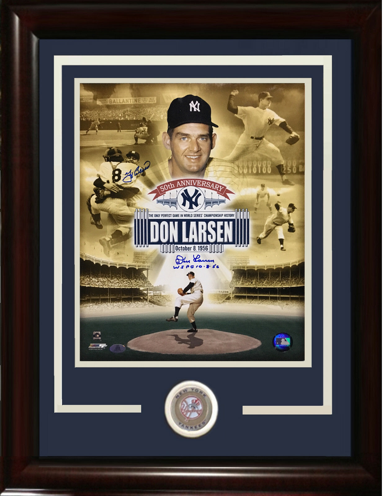 Don Larsen Yogi Berra signed 11x14 photo WS PG 10 8 56 framed Agent Holo Coa