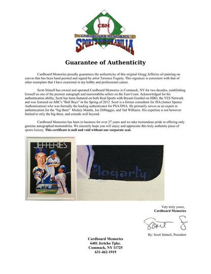 Terrence Fogarty signed Gregg Jefferies Painting 1/1 Mets Canvas framed auto
