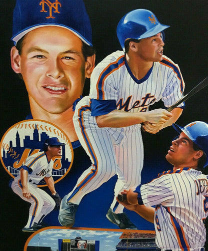 Terrence Fogarty signed Gregg Jefferies Painting 1/1 Mets Canvas framed auto