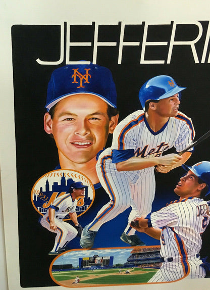 Terrence Fogarty signed Gregg Jefferies Painting 1/1 Mets Canvas framed auto